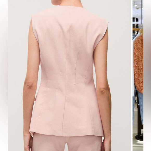 New without tags Veronica Beard Lois Linen Vest in PINK SHELL - Picture 12 of 16